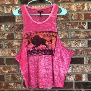 Semi-sheer Pink Tank top with Buffalo
